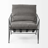 30" Gray And Black Linen Lounge Chair - Homeroots - Flyclothing LLC