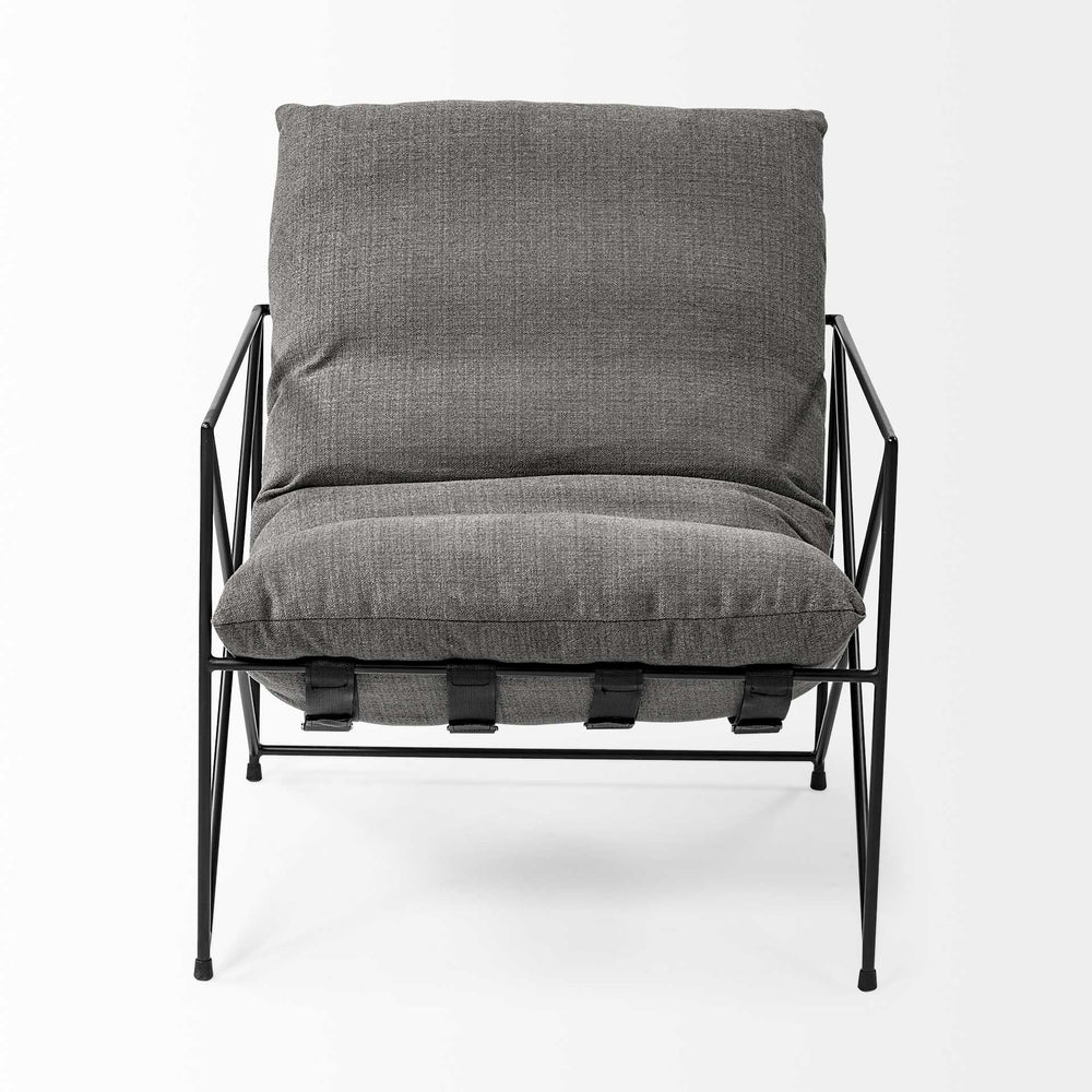 30" Gray And Black Linen Lounge Chair - Homeroots