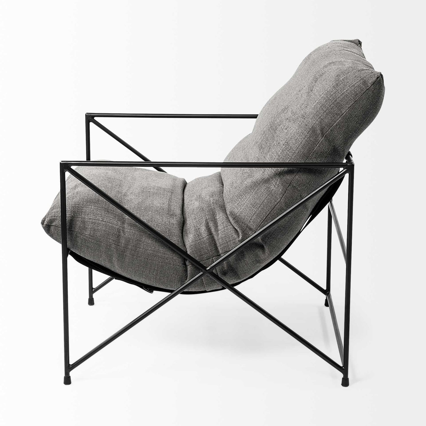 30" Gray And Black Linen Lounge Chair - Homeroots - Flyclothing LLC