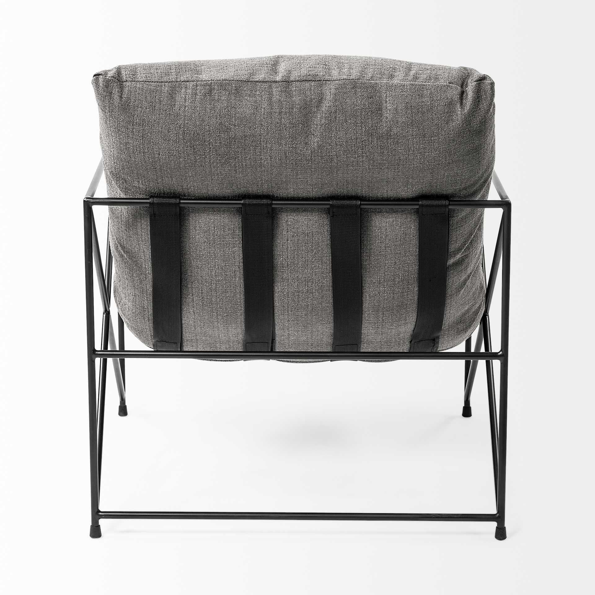 30" Gray And Black Linen Lounge Chair - Homeroots - Flyclothing LLC