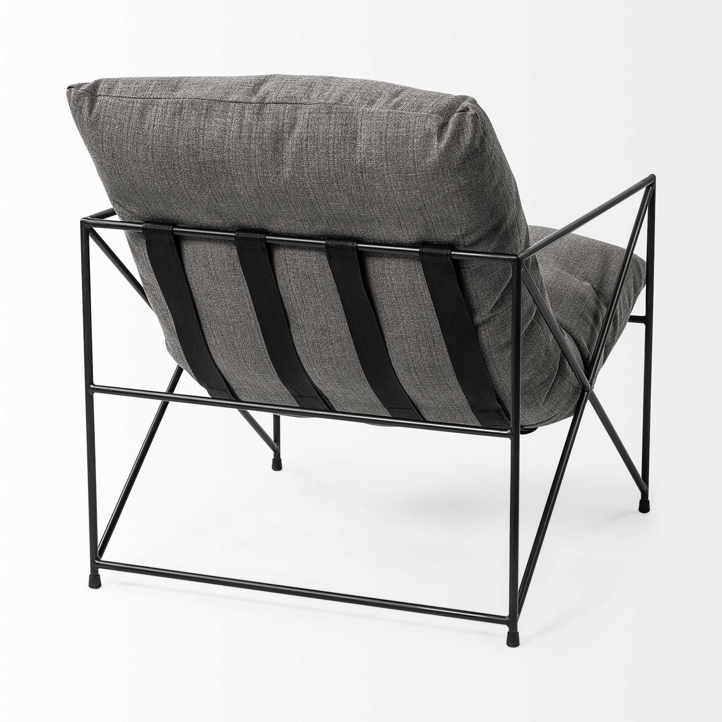 30" Gray And Black Linen Lounge Chair - Homeroots - Flyclothing LLC