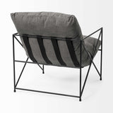 30" Gray And Black Linen Lounge Chair - Homeroots - Flyclothing LLC
