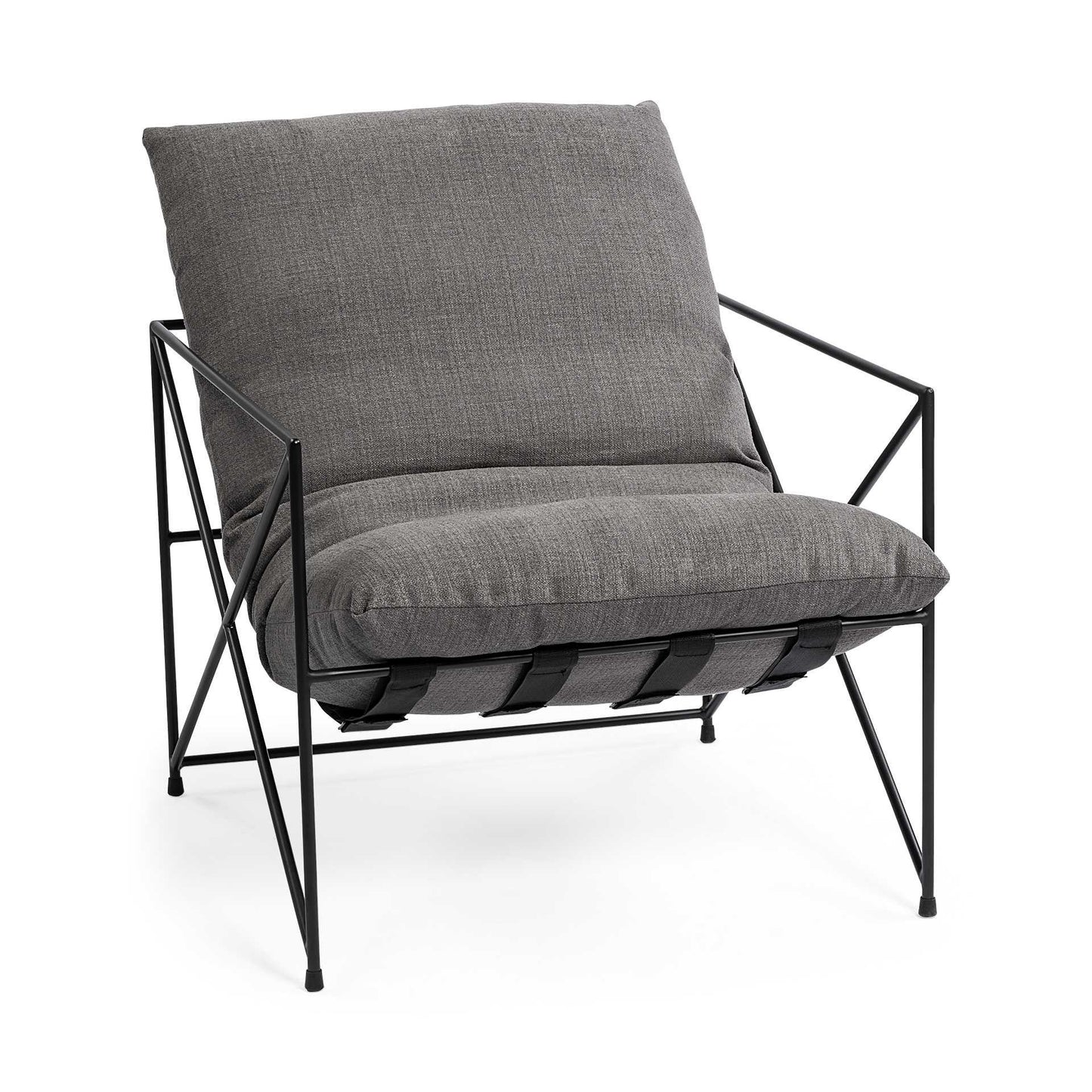 30" Gray And Black Linen Lounge Chair - Homeroots - Flyclothing LLC