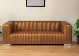 39" Gold Leather Sofa With Silver Metallic Legs - Homeroots