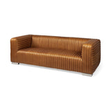 39" Gold Leather Sofa With Silver Metallic Legs - Homeroots
