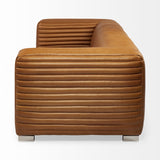 39" Gold Leather Sofa With Silver Metallic Legs - Homeroots - Flyclothing LLC