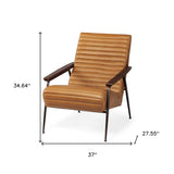37" Tan And Black Faux Leather Tufted Lounge Chair - Homeroots - Flyclothing LLC