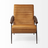 37" Tan And Black Faux Leather Tufted Lounge Chair - Homeroots - Flyclothing LLC