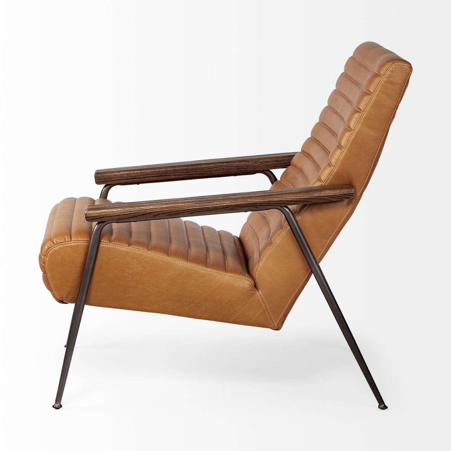 37" Tan And Black Faux Leather Tufted Lounge Chair - Homeroots - Flyclothing LLC