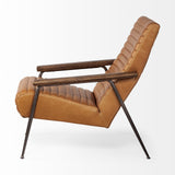 37" Tan And Black Faux Leather Tufted Lounge Chair - Homeroots - Flyclothing LLC
