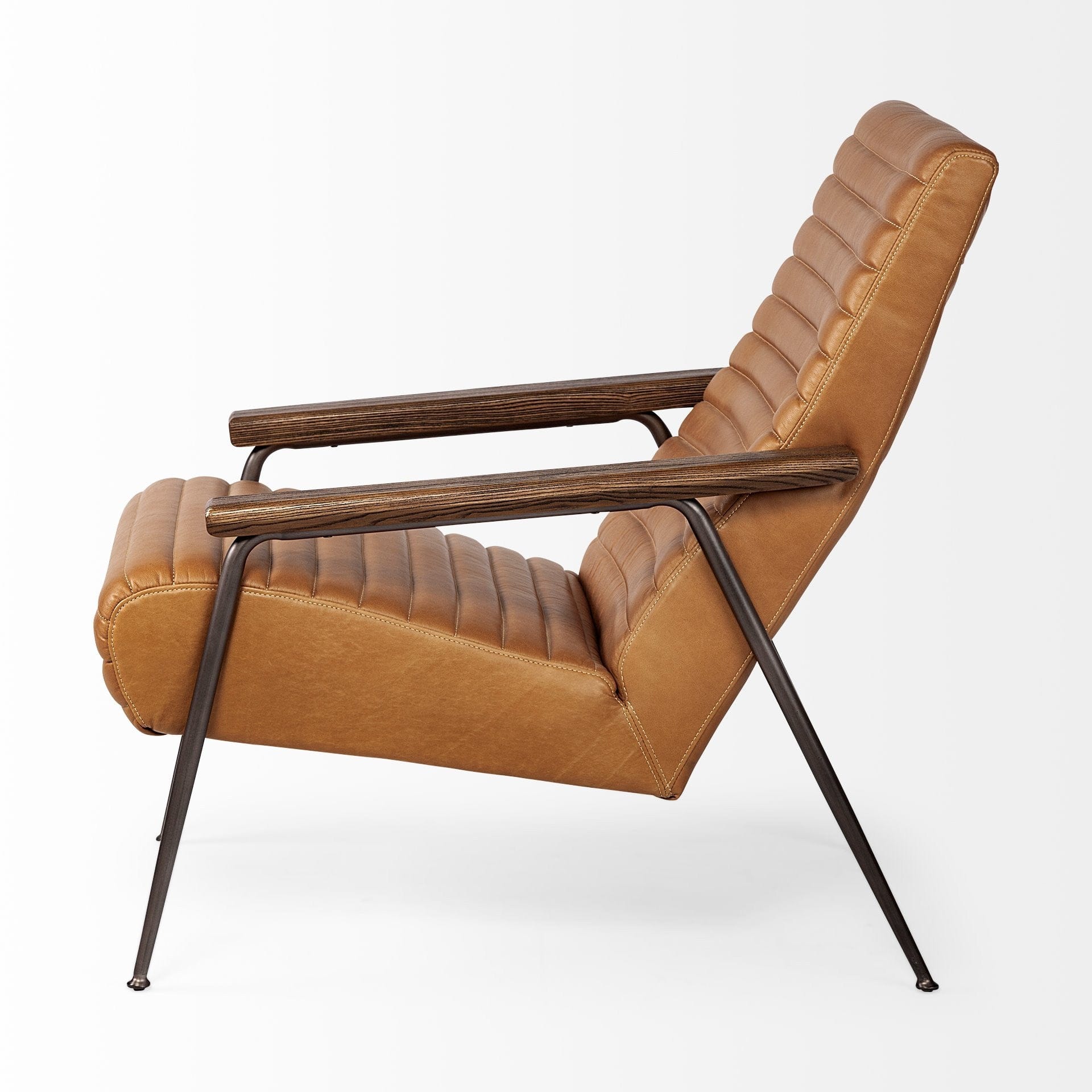 37" Tan And Black Faux Leather Tufted Lounge Chair - Homeroots - Flyclothing LLC