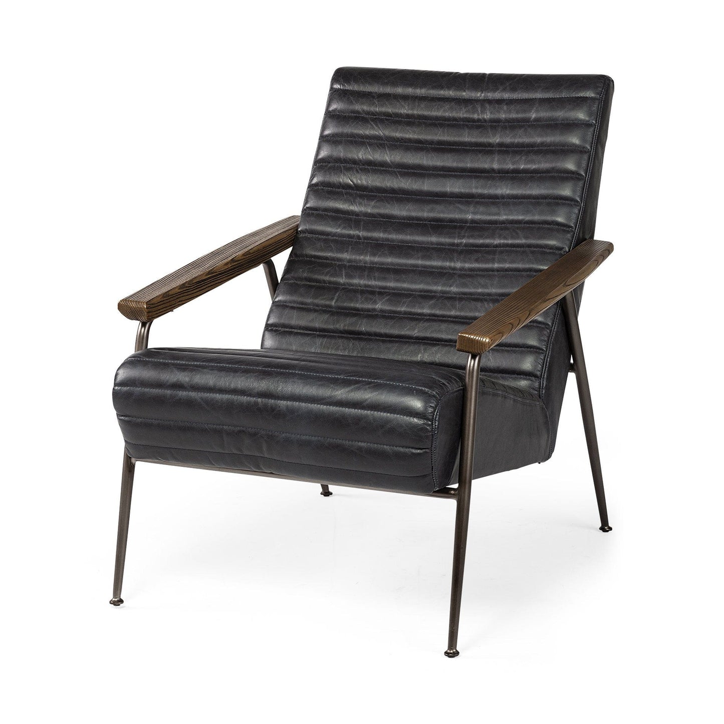 37" Black And Brown Faux Leather Lounge Chair - Homeroots - Flyclothing LLC
