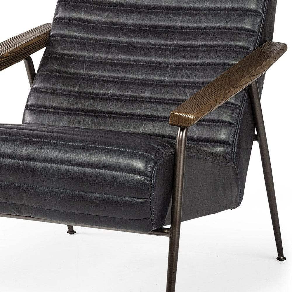 37" Black And Brown Faux Leather Lounge Chair - Homeroots - Flyclothing LLC