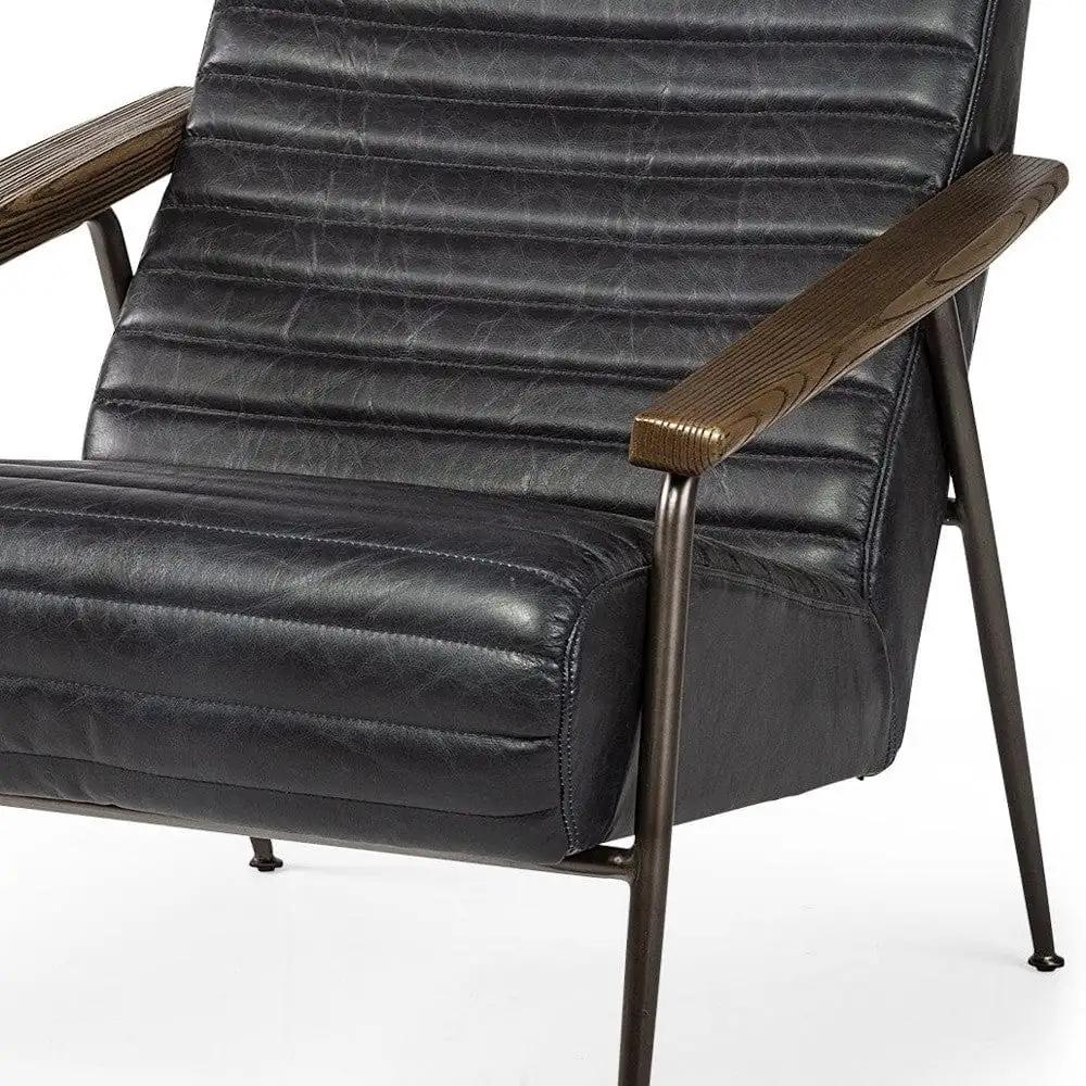37" Black And Brown Faux Leather Lounge Chair - Homeroots