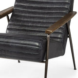 37" Black And Brown Faux Leather Lounge Chair - Homeroots
