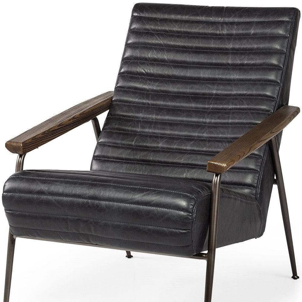 37" Black And Brown Faux Leather Lounge Chair - Homeroots - Flyclothing LLC