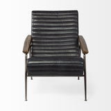 37" Black And Brown Faux Leather Lounge Chair - Homeroots - Flyclothing LLC