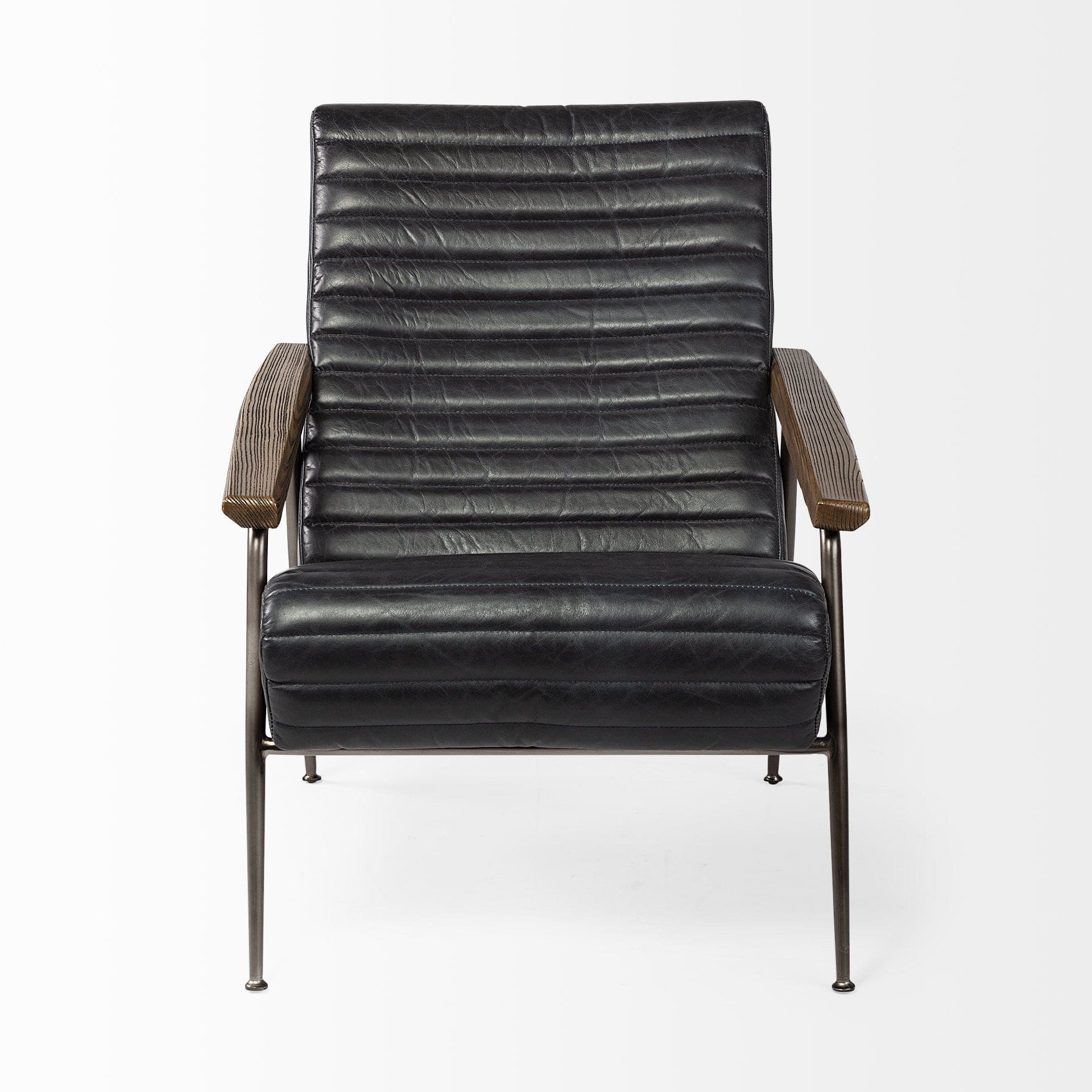37" Black And Brown Faux Leather Lounge Chair - Homeroots - Flyclothing LLC