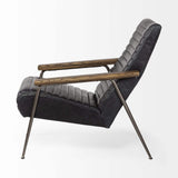 37" Black And Brown Faux Leather Lounge Chair - Homeroots - Flyclothing LLC
