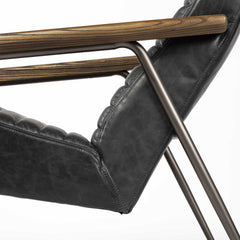 37" Black And Brown Faux Leather Lounge Chair - Homeroots
