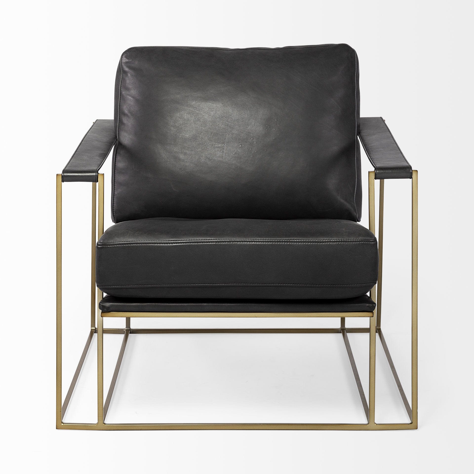34" Black And Gold Faux Leather Lounge Chair - Homeroots