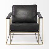 34" Black And Gold Faux Leather Lounge Chair - Homeroots