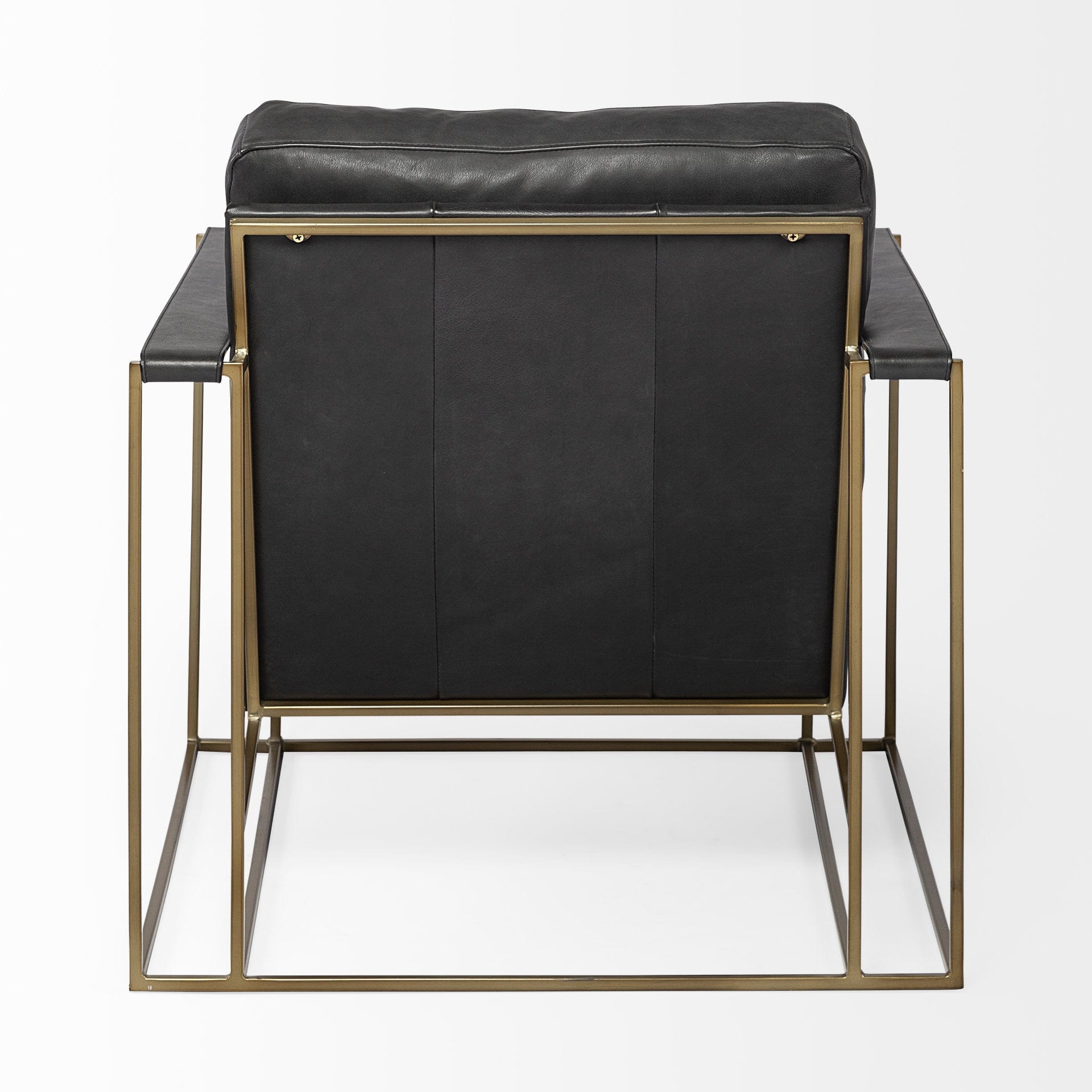 34" Black And Gold Faux Leather Lounge Chair - Homeroots