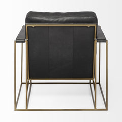 34" Black And Gold Faux Leather Lounge Chair - Homeroots