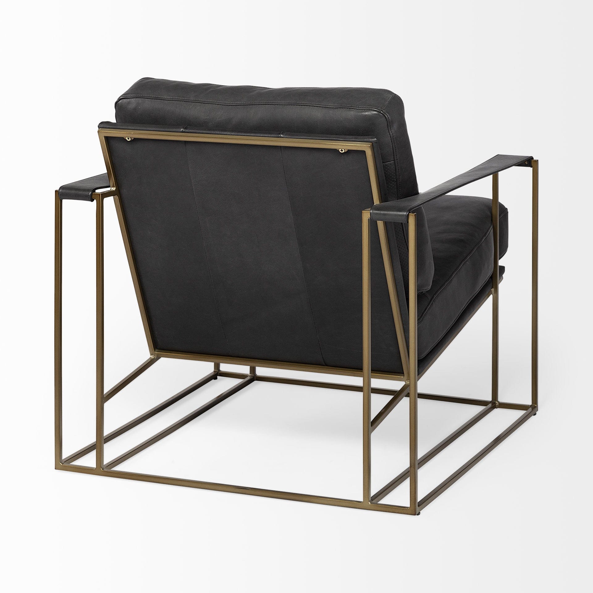 34" Black And Gold Faux Leather Lounge Chair - Homeroots