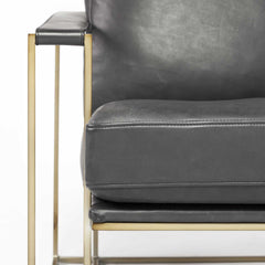 34" Black And Gold Faux Leather Lounge Chair - Homeroots