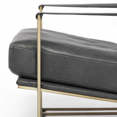34" Black And Gold Faux Leather Lounge Chair - Homeroots
