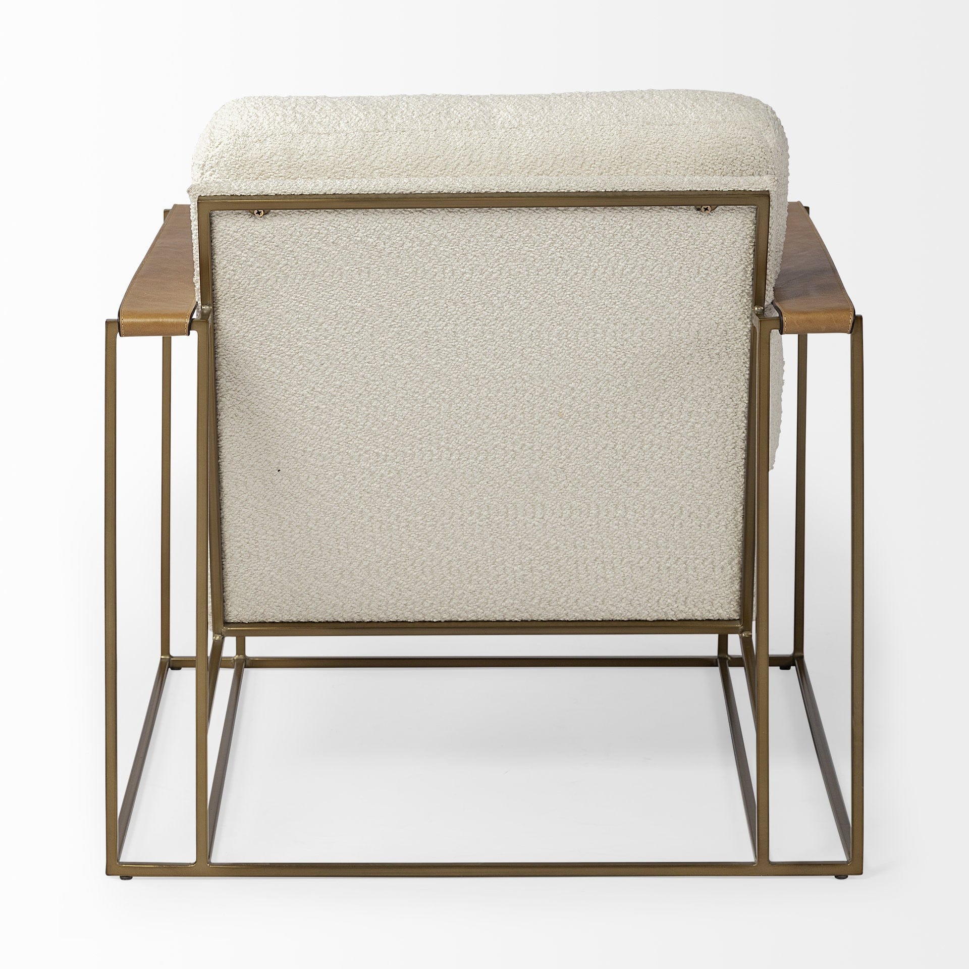 34" Cream And Gold Linen Lounge Chair - Homeroots
