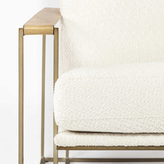 34" Cream And Gold Linen Lounge Chair - Homeroots