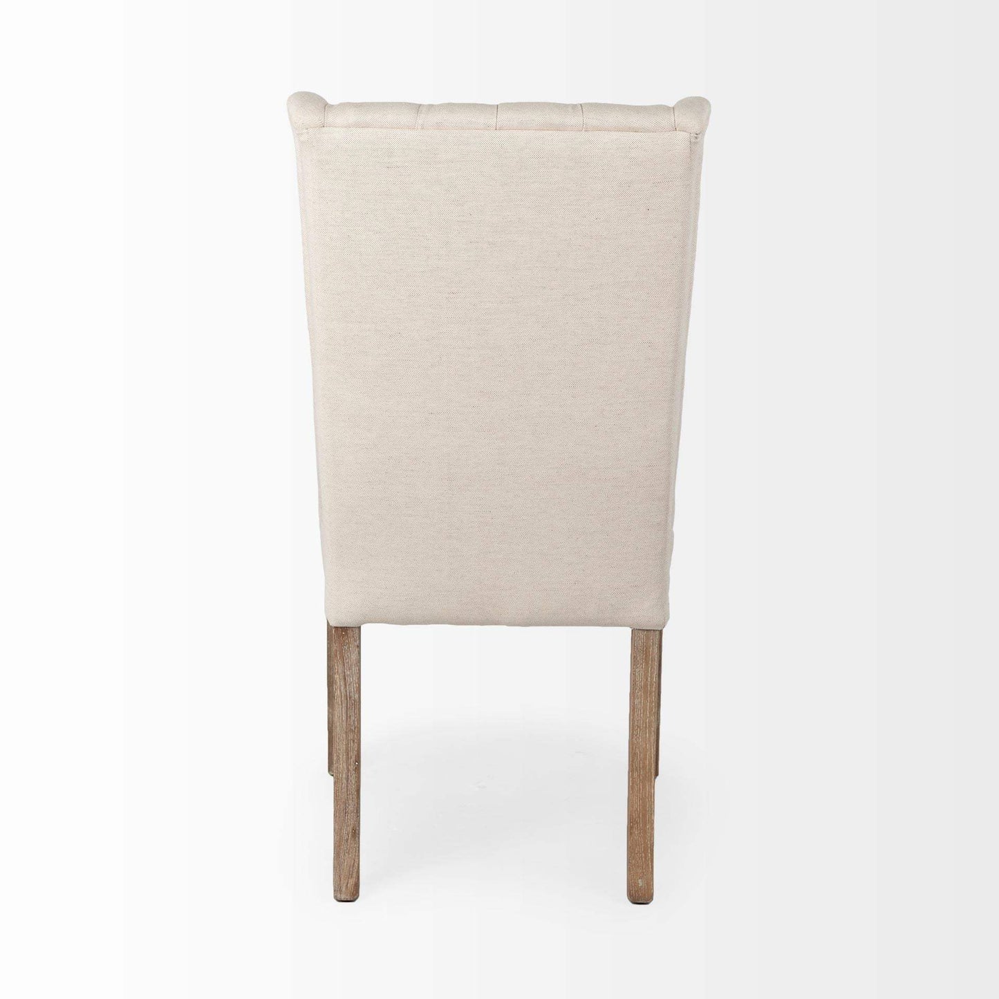 Tufted Cream And Brown Upholstered Linen Wing Back Dining Side Chair - Homeroots - Flyclothing LLC