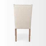 Tufted Cream And Brown Upholstered Linen Wing Back Dining Side Chair - Homeroots
