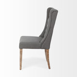 Tufted Gray And Brown Upholstered Linen Wing Back Dining Side Chair - Homeroots