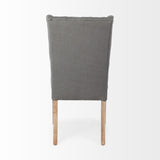 Tufted Gray And Brown Upholstered Linen Wing Back Dining Side Chair - Homeroots