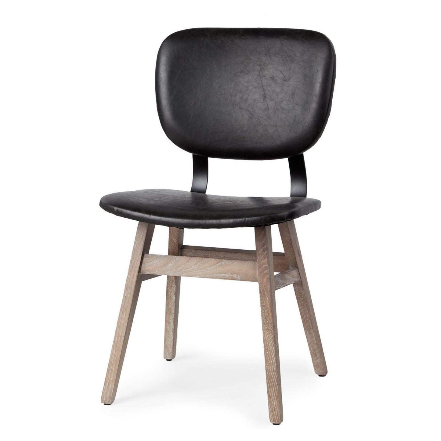 Set Of Two Black And Brown Upholstered Faux leather Open Back Side Chairs - Homeroots - Flyclothing LLC