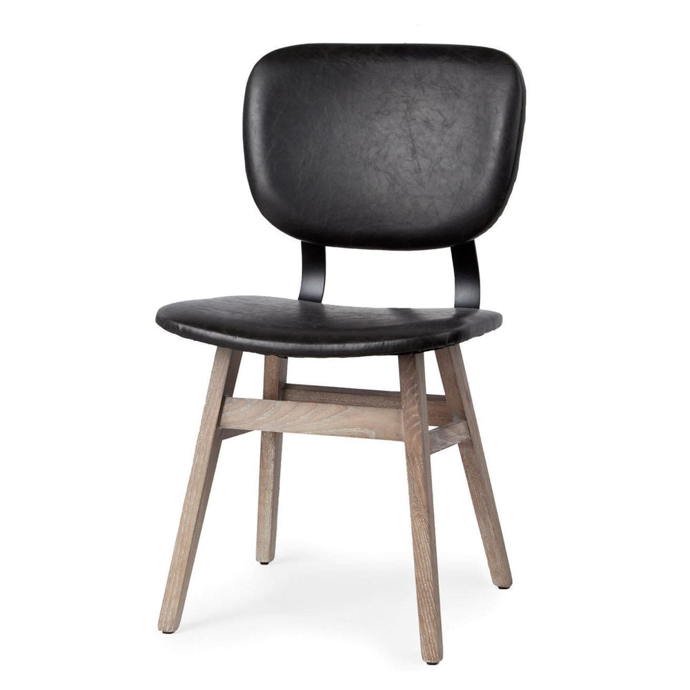 Set Of Two Black And Brown Upholstered Faux leather Open Back Side Chairs - Homeroots