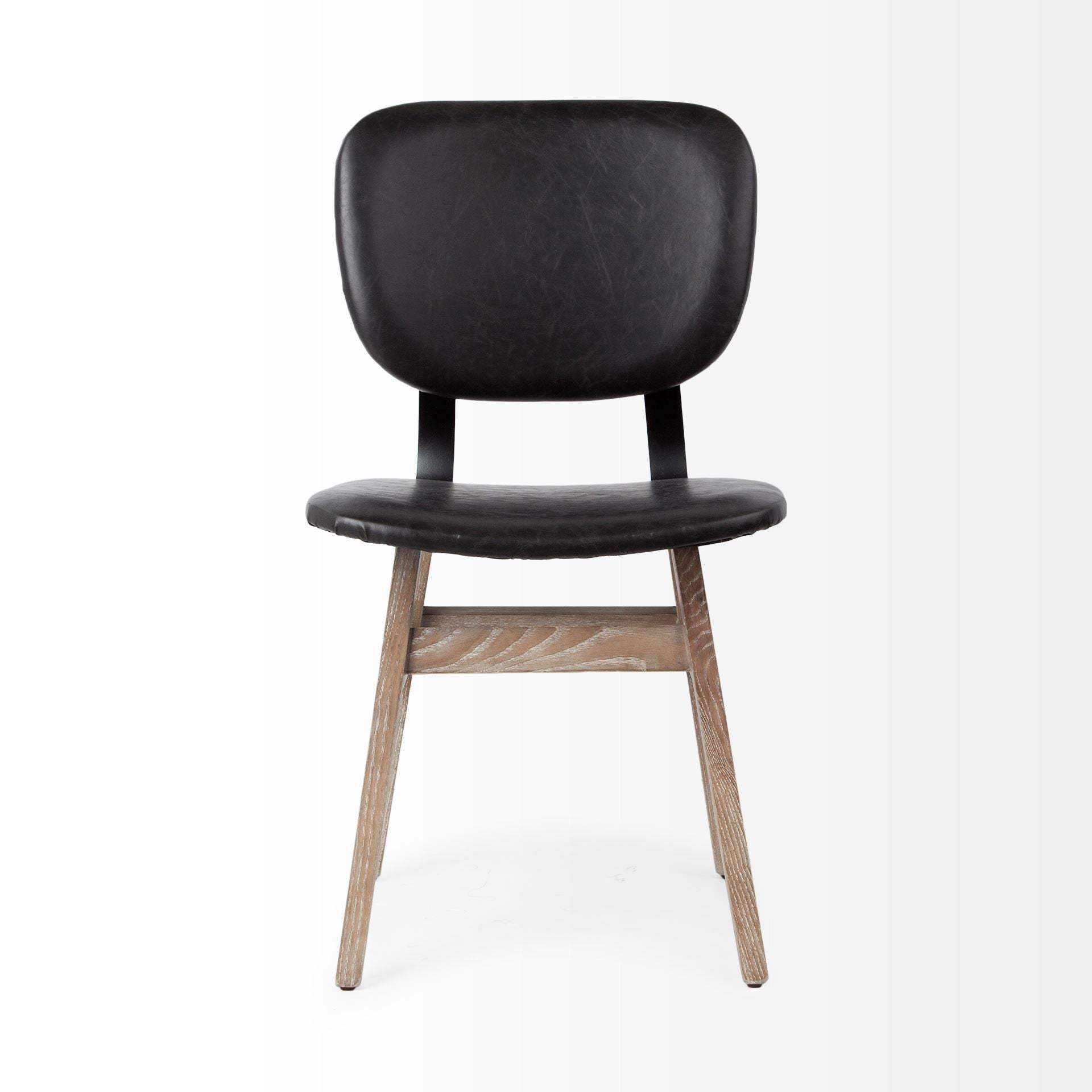 Set Of Two Black And Brown Upholstered Faux leather Open Back Side Chairs - Homeroots - Flyclothing LLC