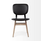 Set Of Two Black And Brown Upholstered Faux leather Open Back Side Chairs - Homeroots