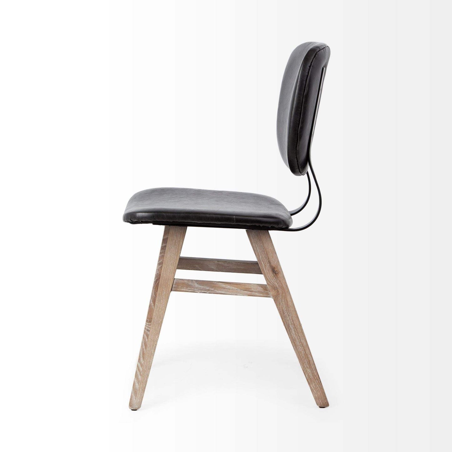 Set Of Two Black And Brown Upholstered Faux leather Open Back Side Chairs - Homeroots - Flyclothing LLC