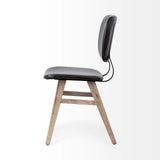 Set Of Two Black And Brown Upholstered Faux leather Open Back Side Chairs - Homeroots - Flyclothing LLC
