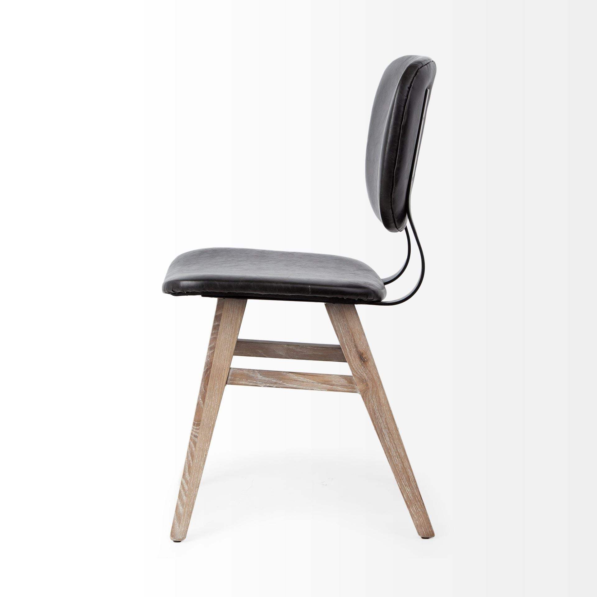 Set Of Two Black And Brown Upholstered Faux leather Open Back Side Chairs - Homeroots - Flyclothing LLC