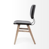 Set Of Two Black And Brown Upholstered Faux leather Open Back Side Chairs - Homeroots