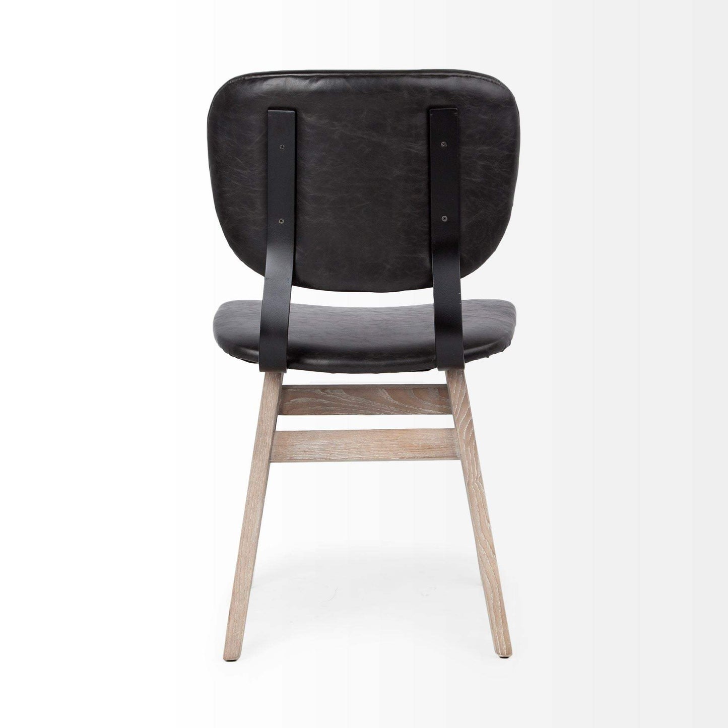 Set Of Two Black And Brown Upholstered Faux leather Open Back Side Chairs - Homeroots - Flyclothing LLC