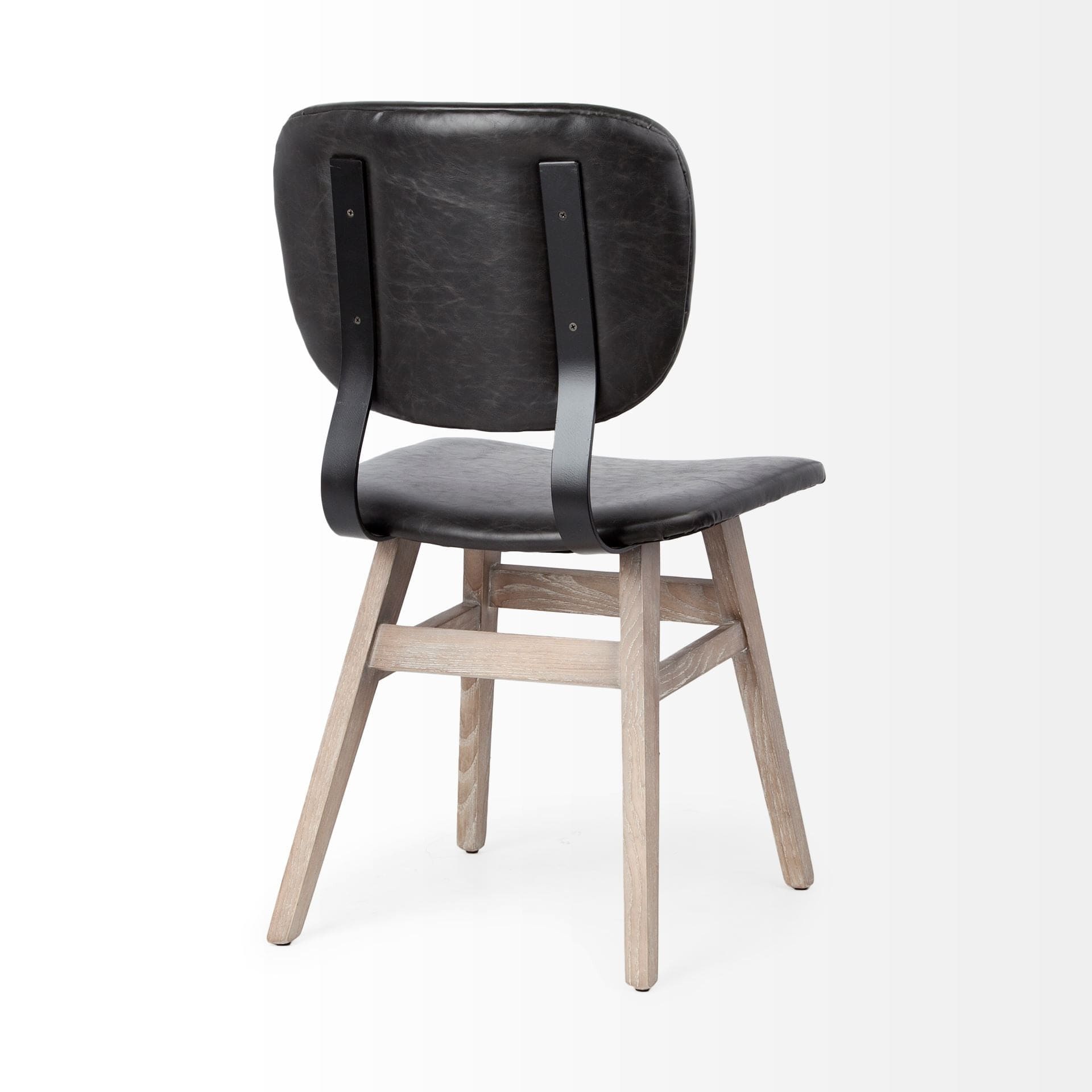 Set Of Two Black And Brown Upholstered Faux leather Open Back Side Chairs - Homeroots
