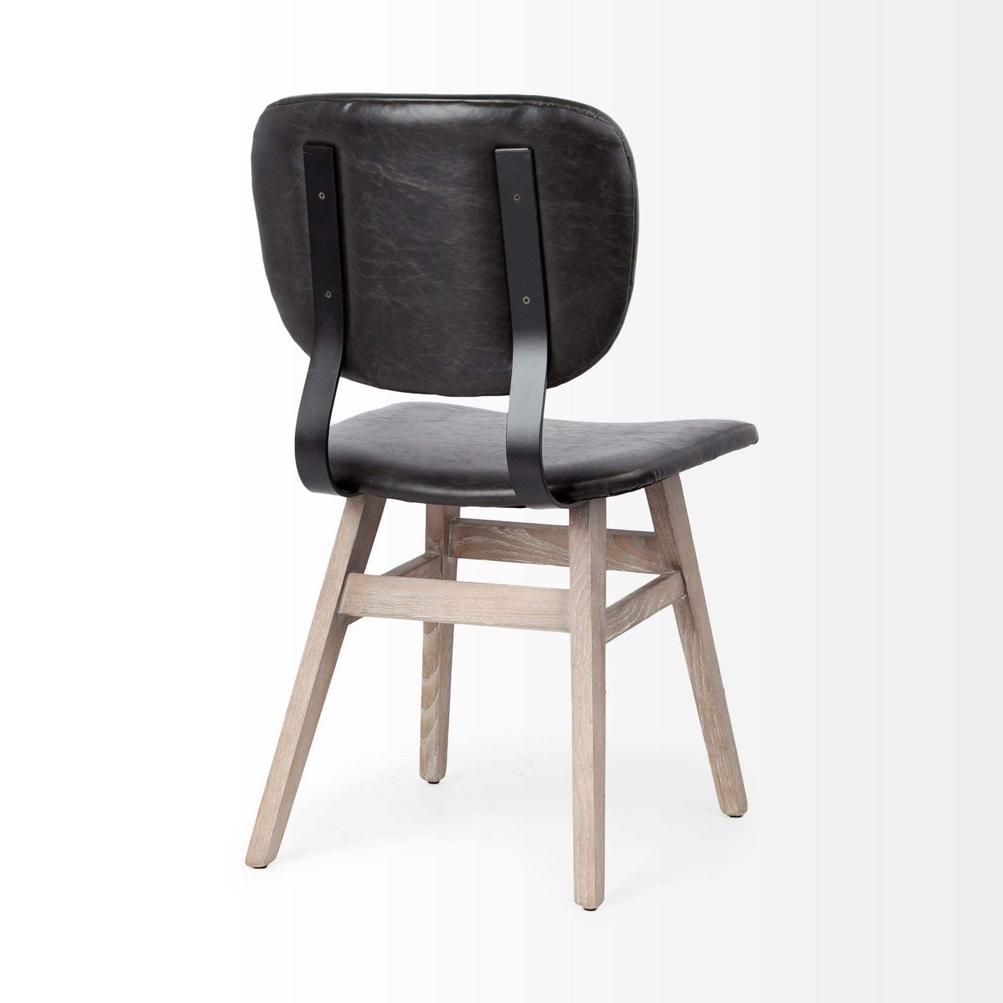 Set Of Two Black And Brown Upholstered Faux leather Open Back Side Chairs - Homeroots - Flyclothing LLC