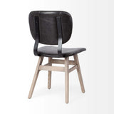 Set Of Two Black And Brown Upholstered Faux leather Open Back Side Chairs - Homeroots - Flyclothing LLC