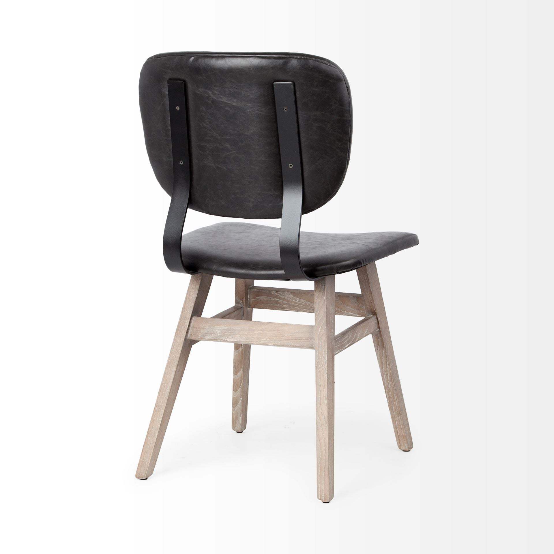 Set Of Two Black And Brown Upholstered Faux leather Open Back Side Chairs - Homeroots - Flyclothing LLC
